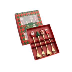 Set of 4 Christmas Spoons in Stainless Steel