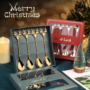 Set of 4 Christmas Spoons in Stainless Steel