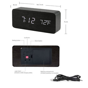 Digital Wooden Clock - LED