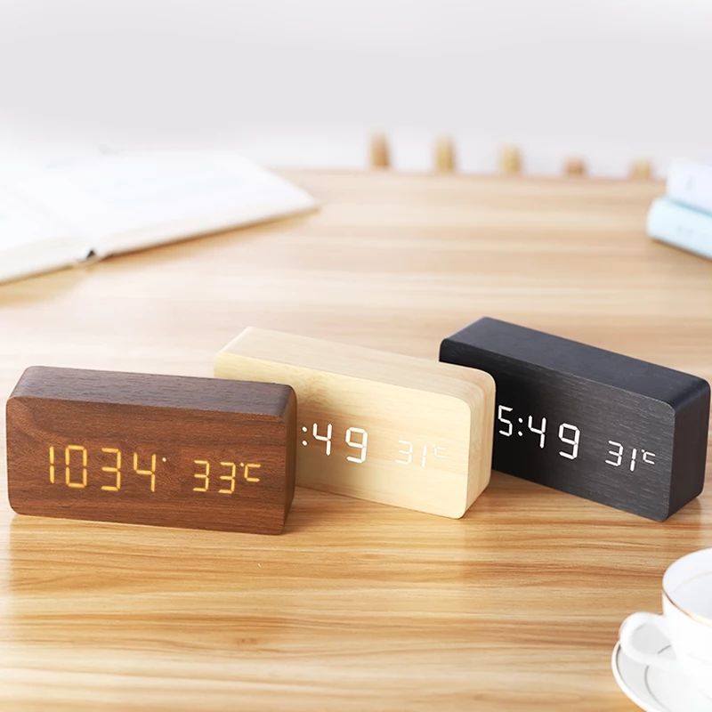 Digital Wooden Clock - LED